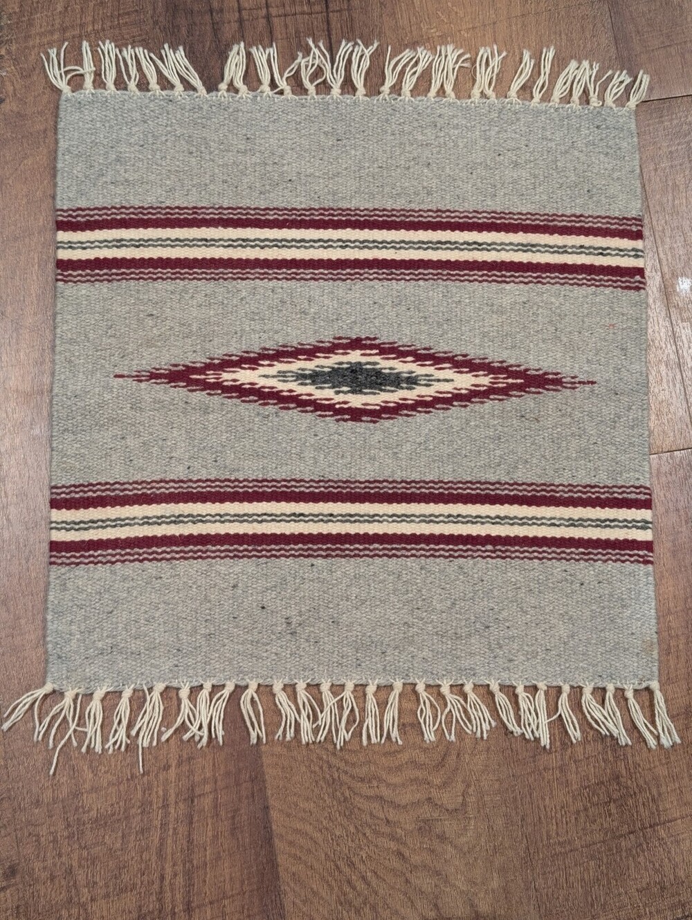 Vintage Chimayo Trading Post Weavers Wool Rug Mat 15x18